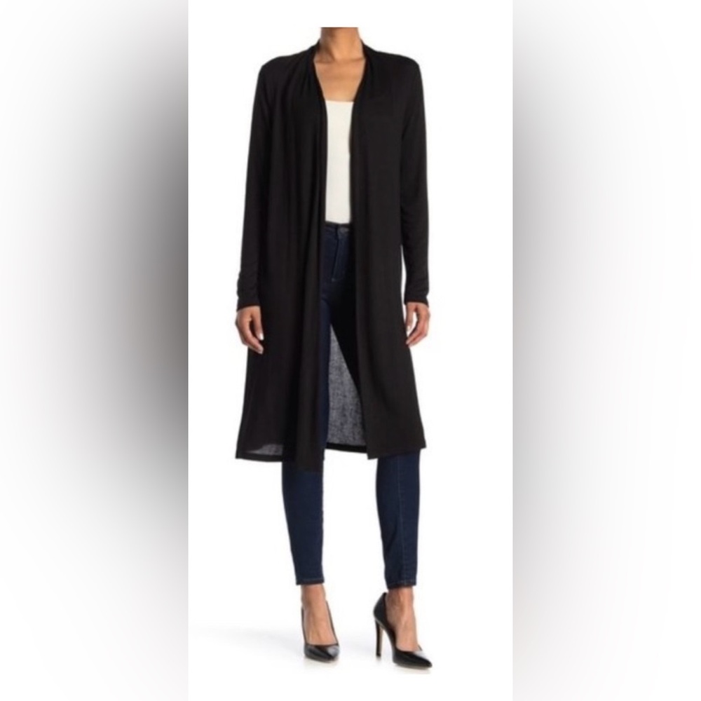 NWT H By Halston Mixed Medium Elegant Black Open Duster Woman’s Sz XXL